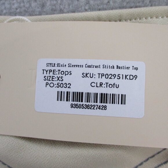 Meshki Elsie Sleeveless Contrast Stitch Bustier Top Womens XS Cream Beige NWT - Picture 5 of 8